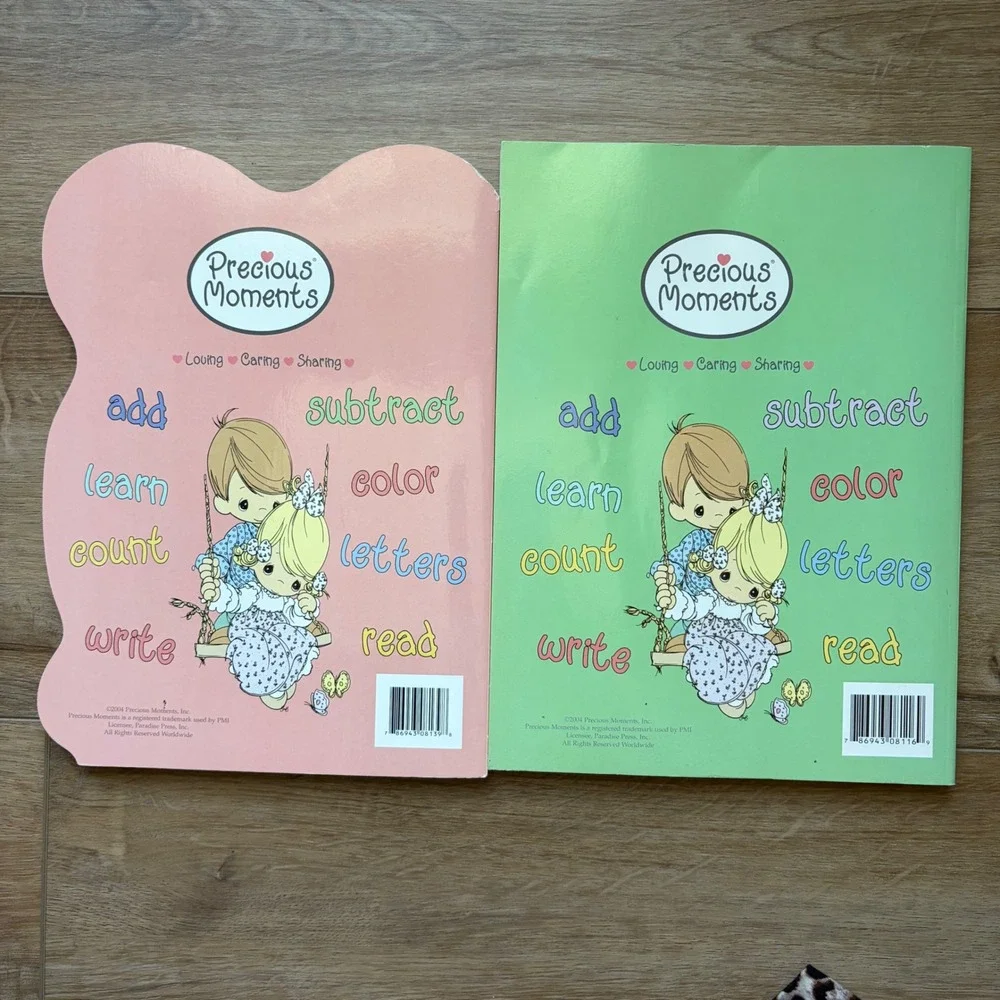 Precious Moments Learn & Color Workbook Set 2004 Vintage Activity Books 2pk
